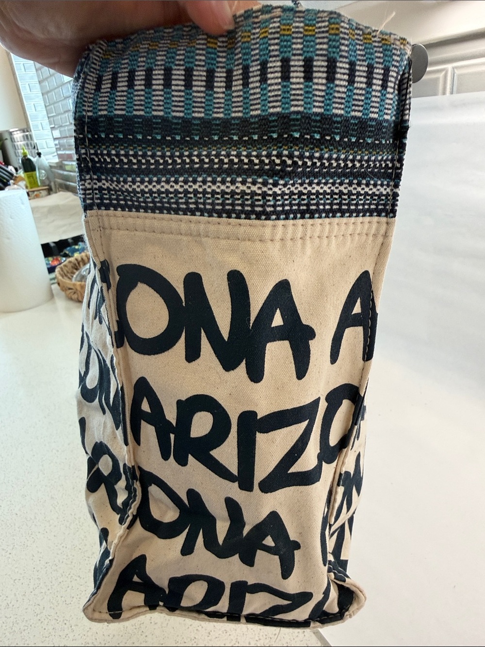 Robin Ruth Canvas Arizona Script Tote - Navy & Cream - Picture 4 of 8